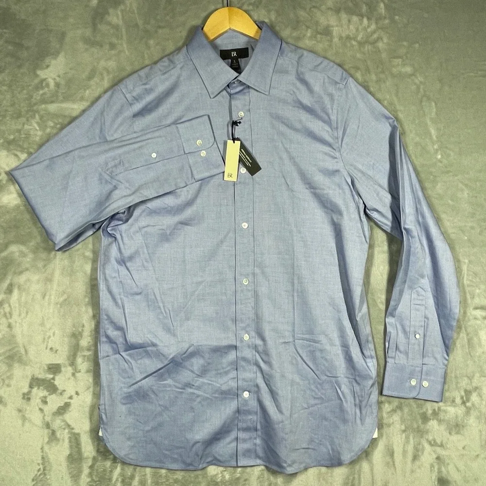 Banana Republic Mens Blue Wrinkle Resistant Cotton Dress Shirt Large Tall NEW
